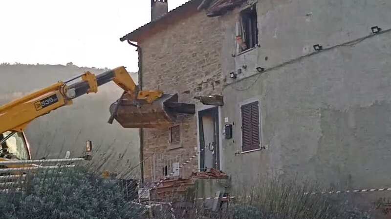 The bulldozer used to attack Mugnai