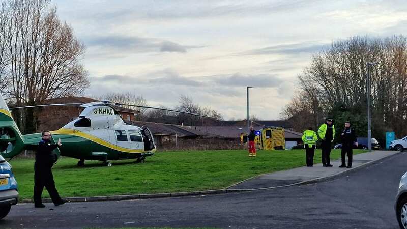 The Great North Air Ambulance landed near Coulby Medical Practice in Coulby Newham