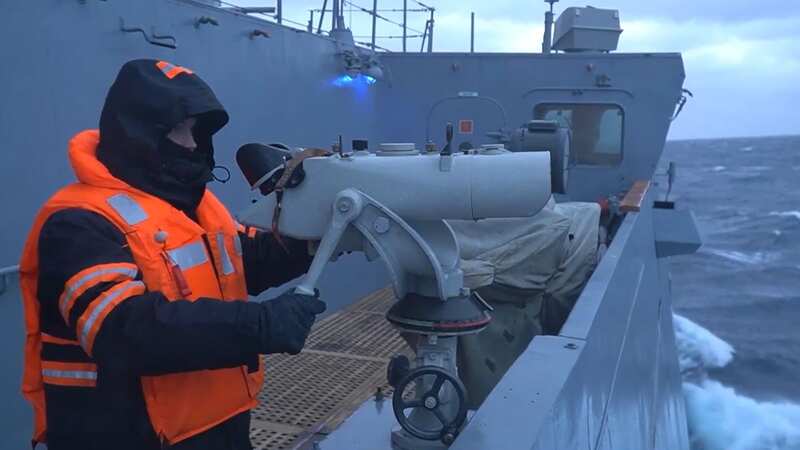 Vladimir Putin’s frigate carrying Zircon hypersonic nuclear-capable missiles passed the UK (Image: Zvezda news/east2west news)