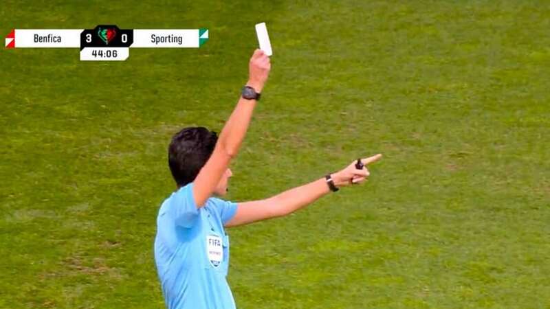 In a historic moment for football, a white card was shown for the first time (Image: Canal 11)