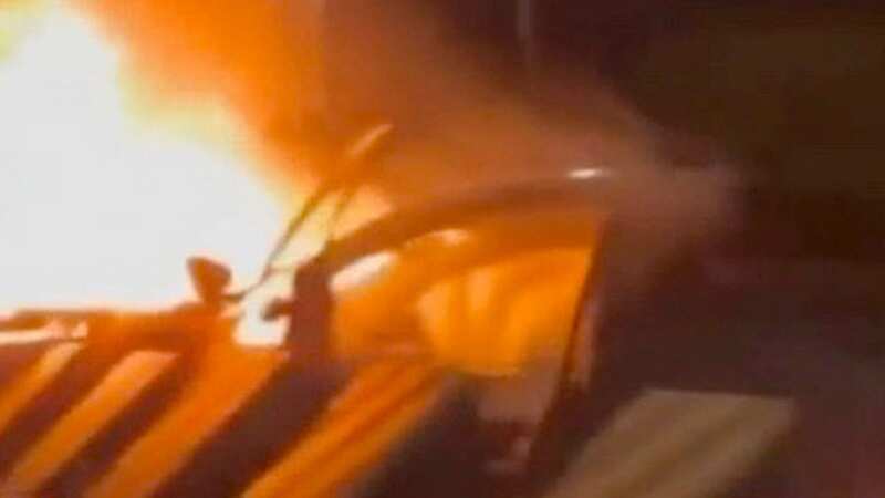 Car bursts into flames after trying to ram through military base gates