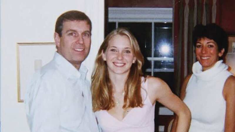 The photo shows Prince Andrew with his arm wrapped around a then 17-year-old Virginia Giuffre as Ghislaine Maxwell looks on (Image: US District Court - Southern Dis)