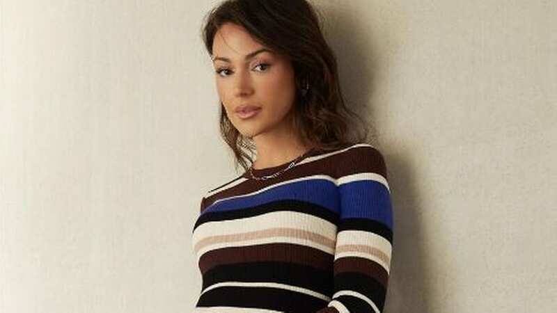 Michelle Keegan wears the Knitted Stripe Midi Dress from her new Very range (Image: Instagram/@michkeegan)