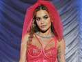 Rita Ora performs in neon bridal veil and lace negligee after secret wedding dqxikeidqkikdinv