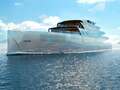 New superyacht virtually invisible with mirrored glass to reflect sky and clouds