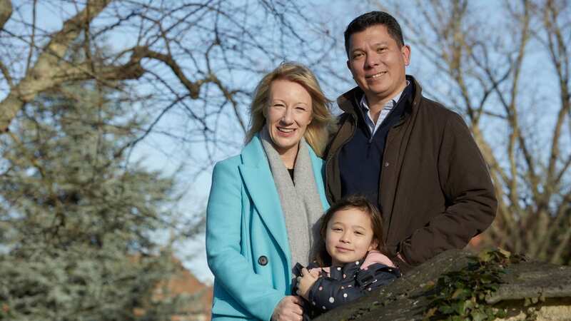 Epsom College head Emma Pattison, 45, her husband George, 39, and their daughter Lettie, seven (Image: PA)