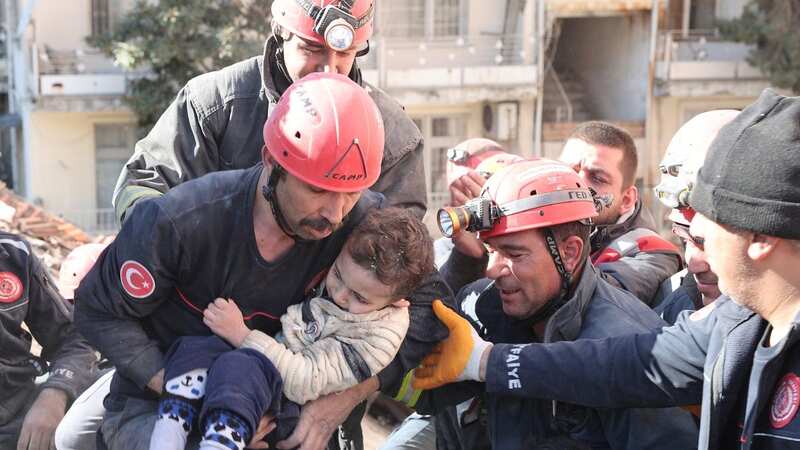 3-year-old Rami and his mother Aya are rescued after 82 hours trapped under the rubble (Image: Anadolu Agency via Getty Images)