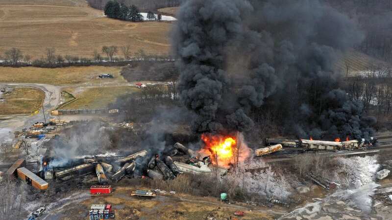 Vinyl chloride was released into the air from the cars (Image: Gene J Puskar/AP/REX/Shutterstock)