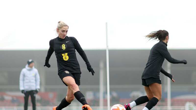 Laura Coombs during England training after her recall last week (Image: Getty Images / FA)