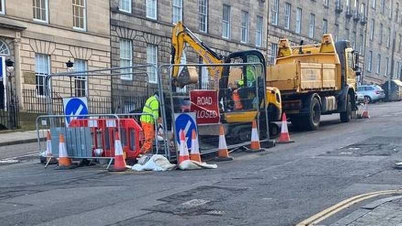 Work on the underground sinkhole in the Edinburgh street (Image: Edinburgh Live)