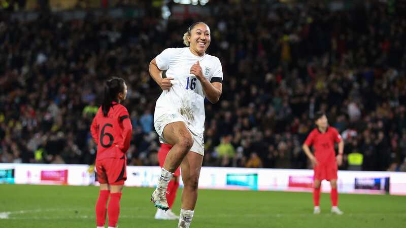 Lauren James of England celebrates after scoring the team
