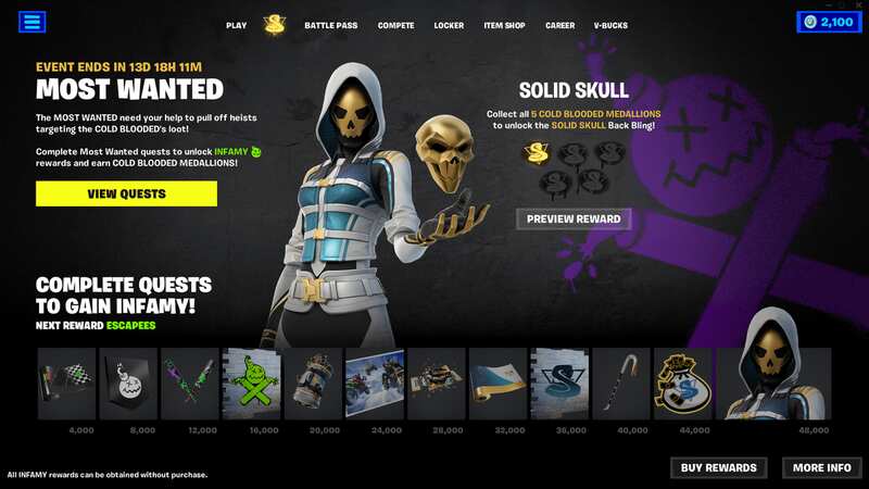 You can unlock some brand new cosmetics as part of the Most Wanted event (Image: Epic Games)