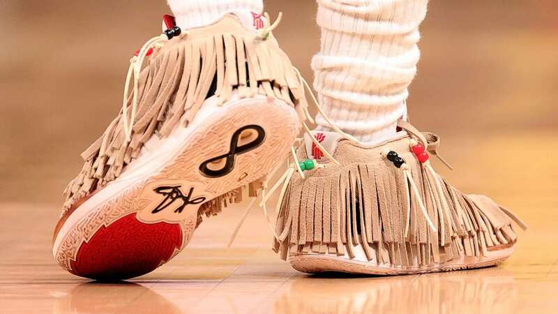 Kyrie Irving wore another custom pair in the first half en route to 32 points in the All-Star Game (Image: AP)