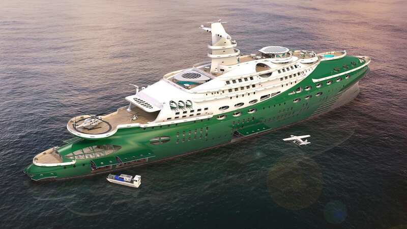 The superyacht will be 215metrs long and can fit a small hospital (Image: Steve Kozloff Design / SWNS)