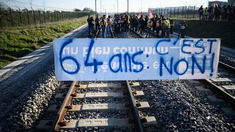 Unions in France are continuing their battle with the government over pension reforms (Image: AFP via Getty Images)