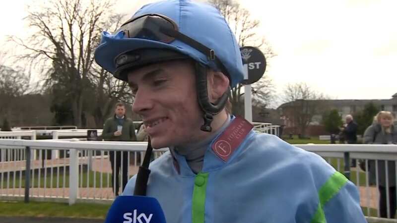 Jockey Callum Shepherd being interviewed after his run of success (Image: @AtTheRaces)