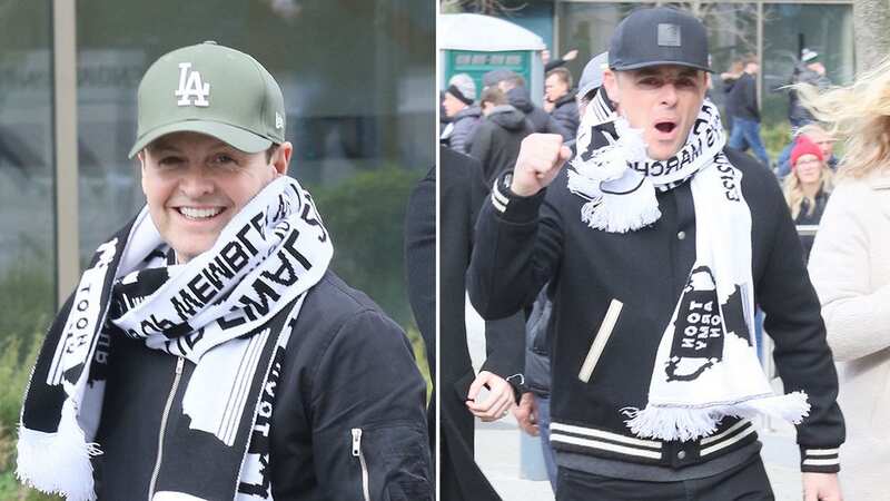 Ant joined Declan and their wives at Wembley (Image: JAMES CURLEY AND MAGICMOMENTSUK)