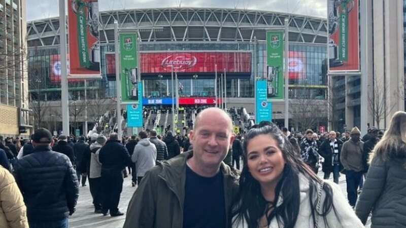 Pregnant Scarlett Moffatt enjoys day out at Wembley in football trip with dad