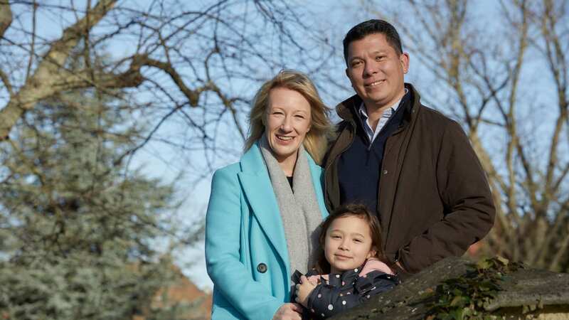 Epsom College head Emma Pattison, 45, her husband George, 39, and their daughter Lettie, seven (Image: PA)