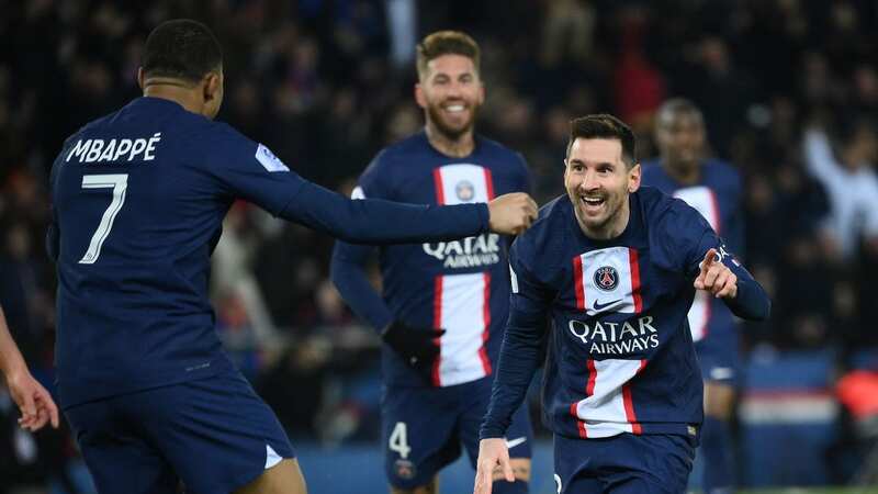Lionel Messi celebrates scoring for PSG against Nantes (Image: AFP via Getty Images)