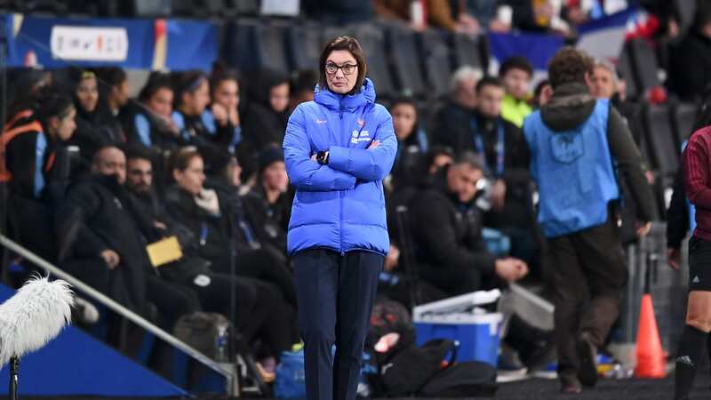 Corinne DIACRE (selectionneuse France Feminine) during the Women Tournament of France match between France and Uruguay at Stade Raymond Kopa on February 18, 2023 in Angers, France. (Photo by Philippe Lecoeur/FEP/Icon Sport via Getty Images)