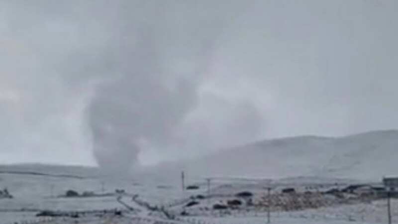The snow tornado suddenly whipped up in Scotland (Image: Michael Peterson/Facebook)