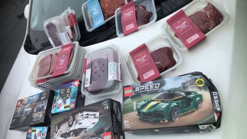 The man was found with large 21-day matured beef rump steaks, pork loins and various lego boxes (Image: GMP Traffic)