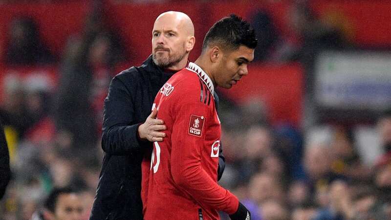 Manchester United boss Erik ten Hag is facing a headache over whether to start Casemiro against Real Betis (Image: OLI SCARFF/AFP via Getty Images)