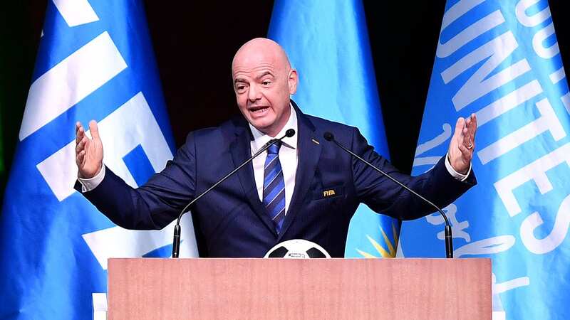 Gianni Infantino spoke at the FIFA Congress in Kigali, Rwanda (Image: Tom Dulat/FIFA via Getty Images)