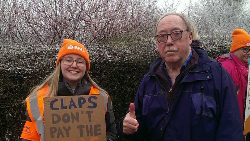 Paul on the picket line with Dr Chantelle Waddington