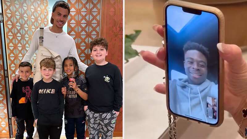 Kim Kardashian and son Saint, 7, watched Arsenal lose to Sporting Lisbon (Image: Offside via Getty Images)