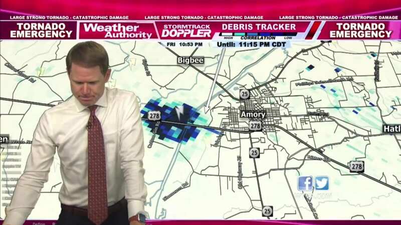 Meteorologist Matt Laubhan was overwhelmed by the tornado emergency (Image: WTVA)