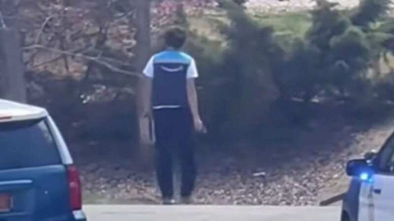 The Amazon delivery driver has been praised for casually ignoring a police standoff (Image: nikaliemonroe/TikTok)