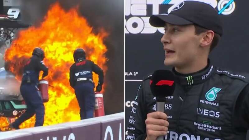 George Russell during his post-race interview (Image: Sky Sports)
