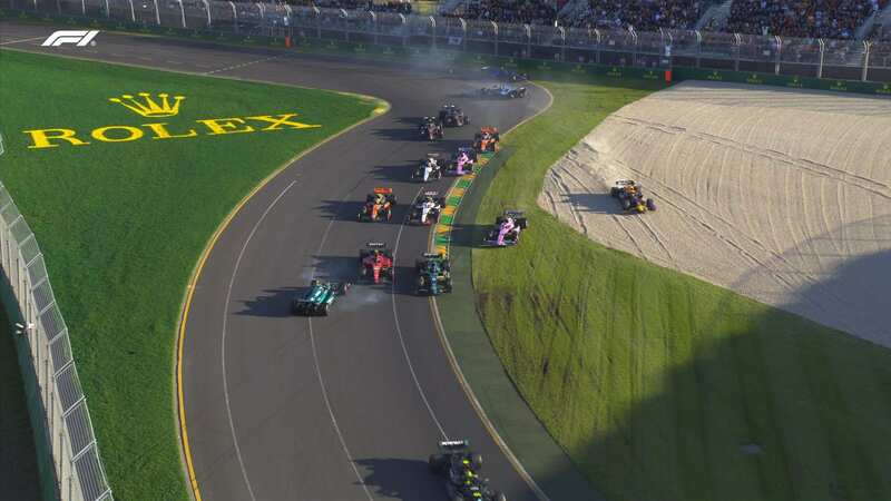 A huge multi-car crash occurred late in the Australian GP (Image: Sky Sports)