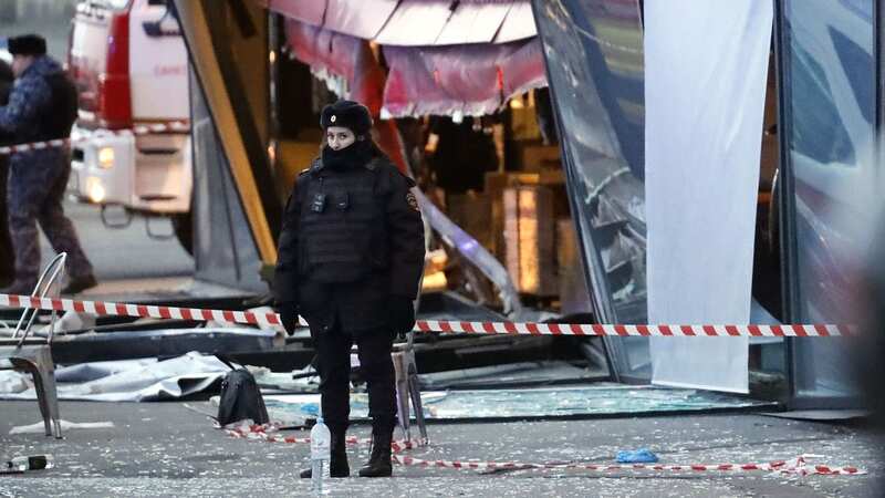 A police officer stands guard at the scene of the explosion (Image: ANATOLY MALTSEV/EPA-EFE/REX/Shutterstock)