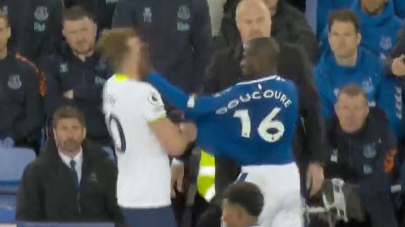 Harry Kane struck in face as Doucoure sent off in moment of madness