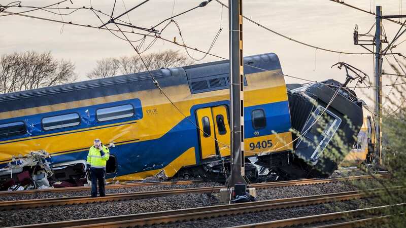 The passenger train collided with construction equipment on the track (Image: Hollandse Hoogte/REX/Shutterstock)
