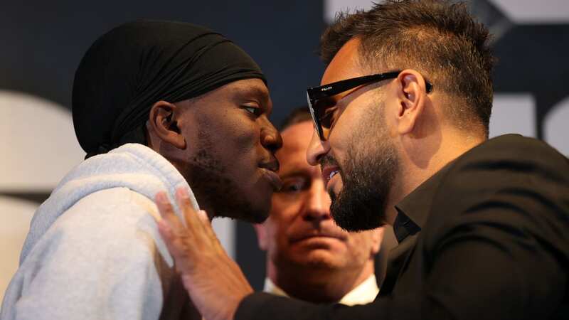 KSI pushed by Joe Fournier in heated face-off ahead of YouTube boxing fight