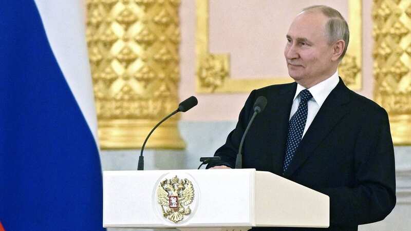 Vladimir Putin kept his distance as new foreign ambassadors received their credentials (Image: SPUTNIK/AFP via Getty Images)
