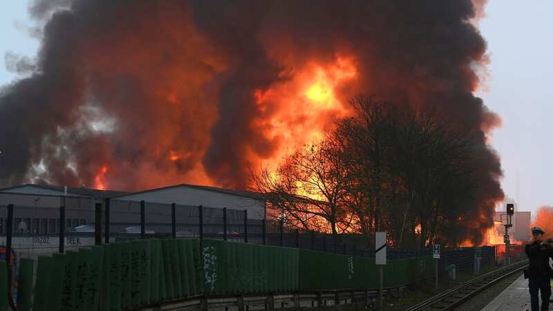 Huge flames rise from a fire in Hamburg, Germany (Image: AP)