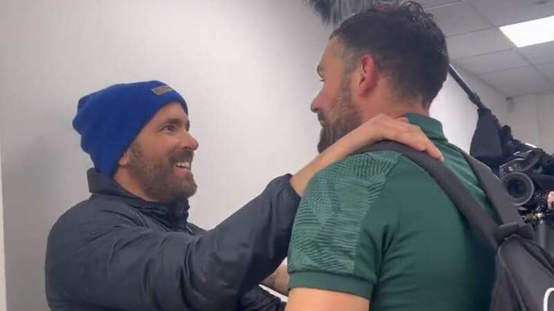 Ryan Reynolds and Rob McElhenney were both at the Racecourse Ground on Monday (Image: Getty Images)