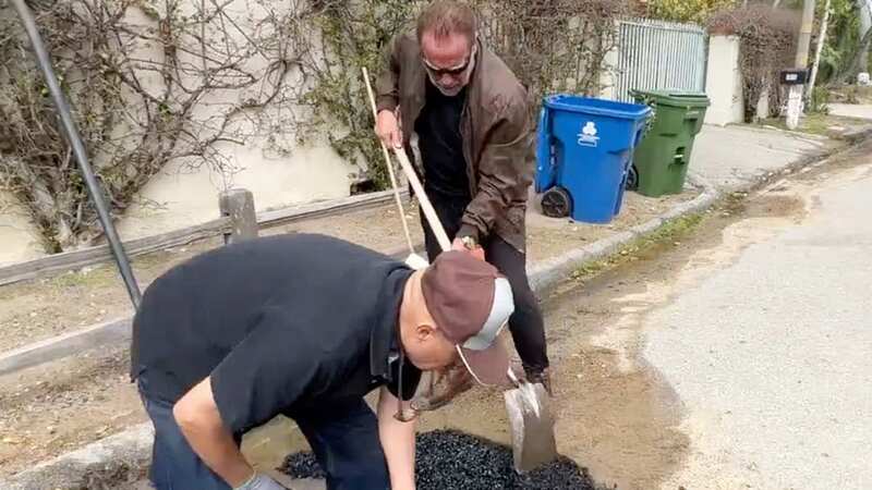 Arnold Schwarzenegger filled in what he thought was a pothole