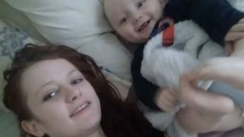 Shannon Marsden with her son Finley Boden, a month before the child