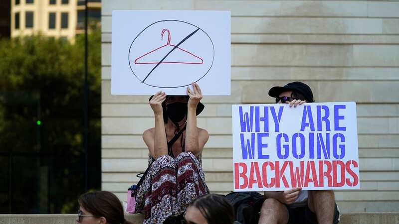 Demonstrators gather in protest of US abortion laws (Image: AP)