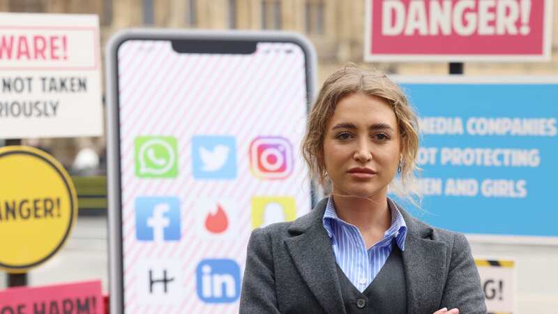 Georgia Harrison joins demonstration at Parliament after Stephen Bear conviction