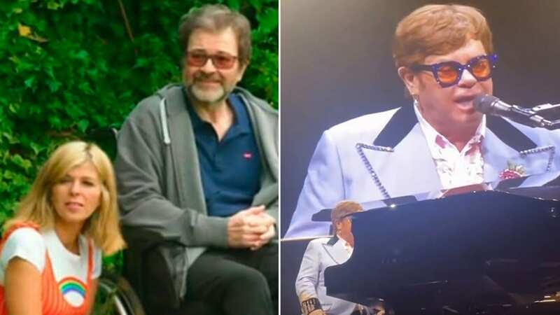 Watch the tearful moment Kate Garraway and husband Derek serenaded by Elton John