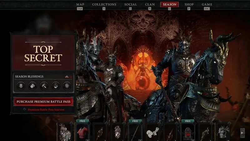 The Diablo 4 Battle Pass consists of both Free and Premium tiers. (Image: Activision Blizzard)