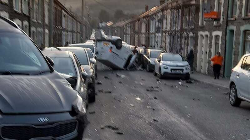 Police in South Wales were called after reports of a white van crashing and rolling onto its roof (Image: Susan Owen)