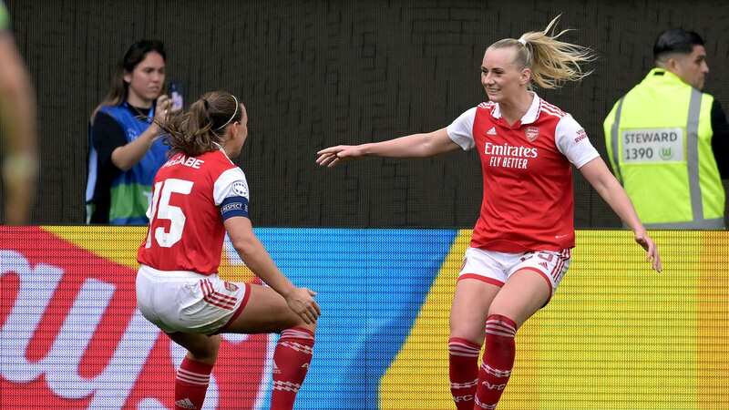 Stina Blackstenius celebrates after making it 2-2